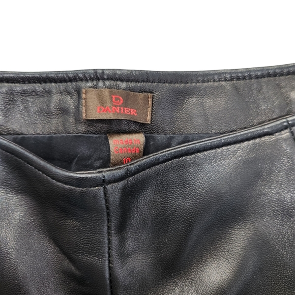 Vintage Danier buttery soft high waisted black leather straight leg pants sz 10 - Picture 5 of 9
